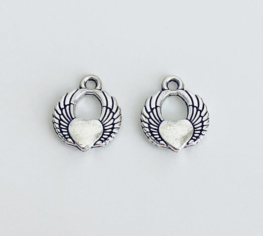 Base Metal Angel Wings with Heart Charm