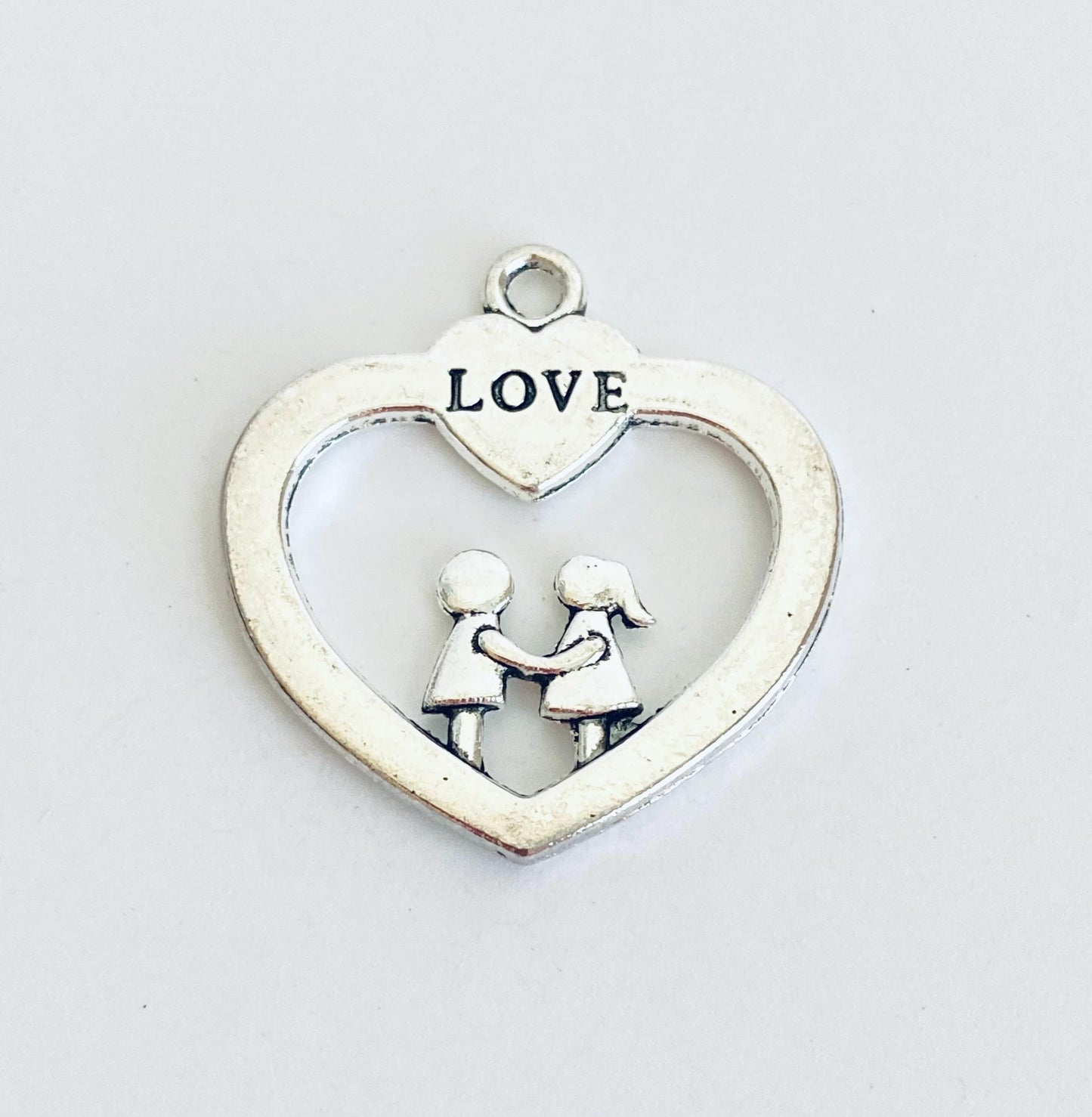 Base Metal Large Love Heart Charm