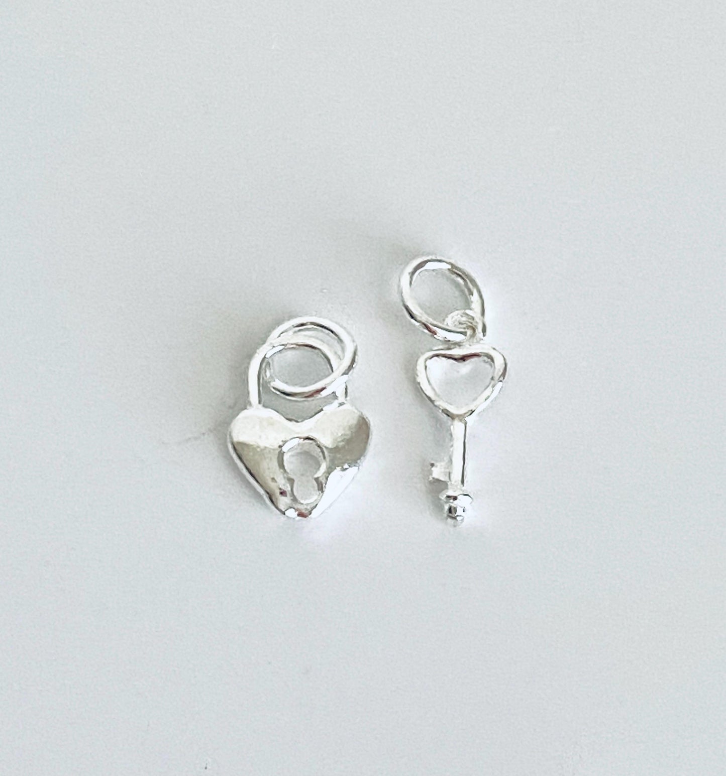 925 Sterling Silver Key & Lock Charm (2 pcs set)
