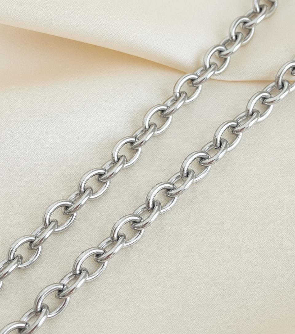 8x10mm Chunky Stainless Steel Oval Chain