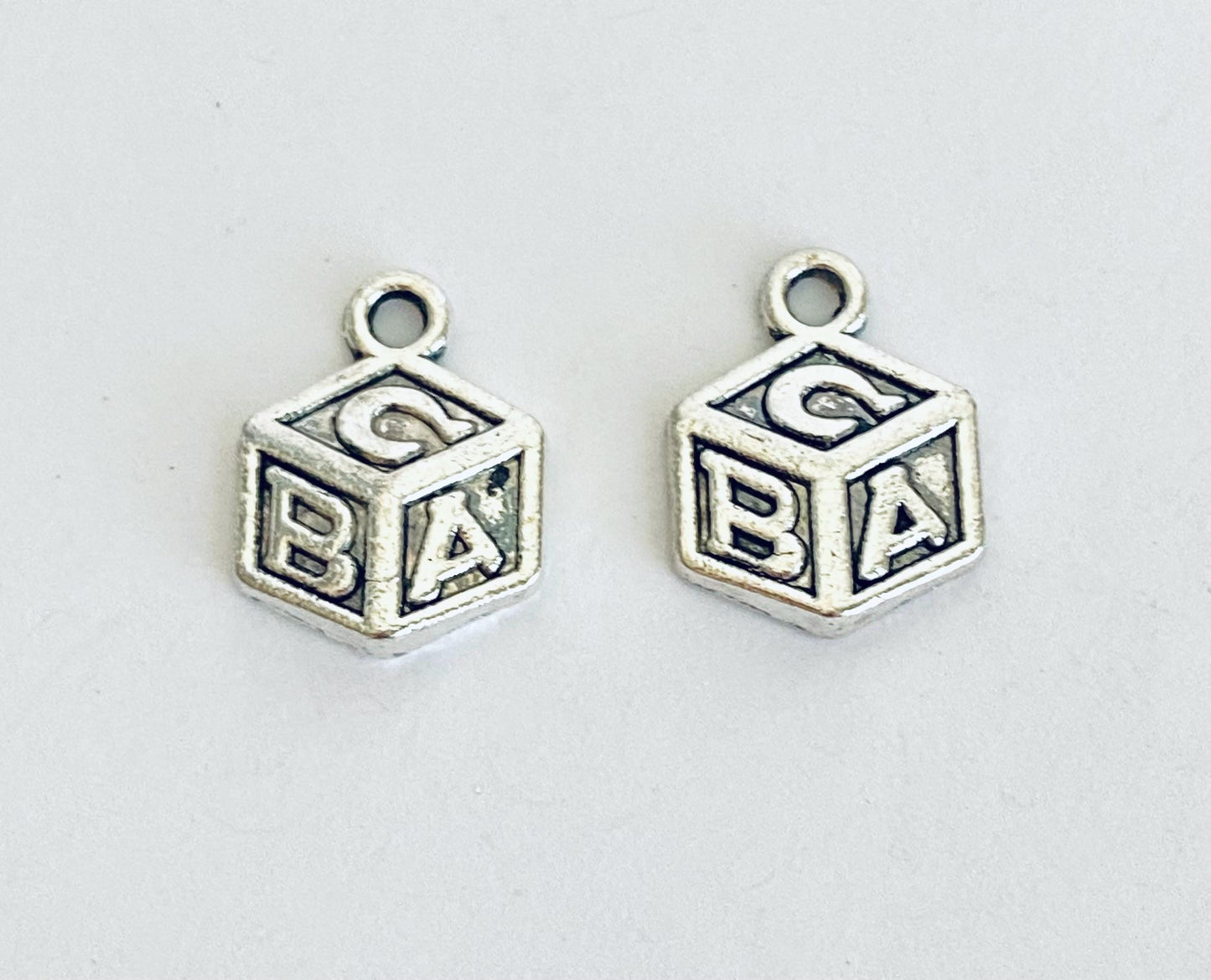 Base Metal Baby Alphabet Baby Block Charm