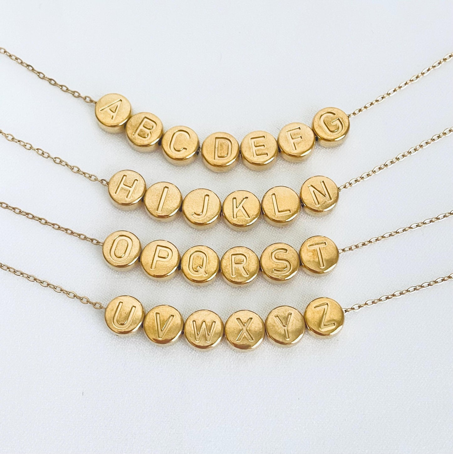 6mm Stainless Steel Round Initial Bead • Alphabet Letter Bead for Jewelry Making, Stainless Steel or Gold Over Stainless Steel