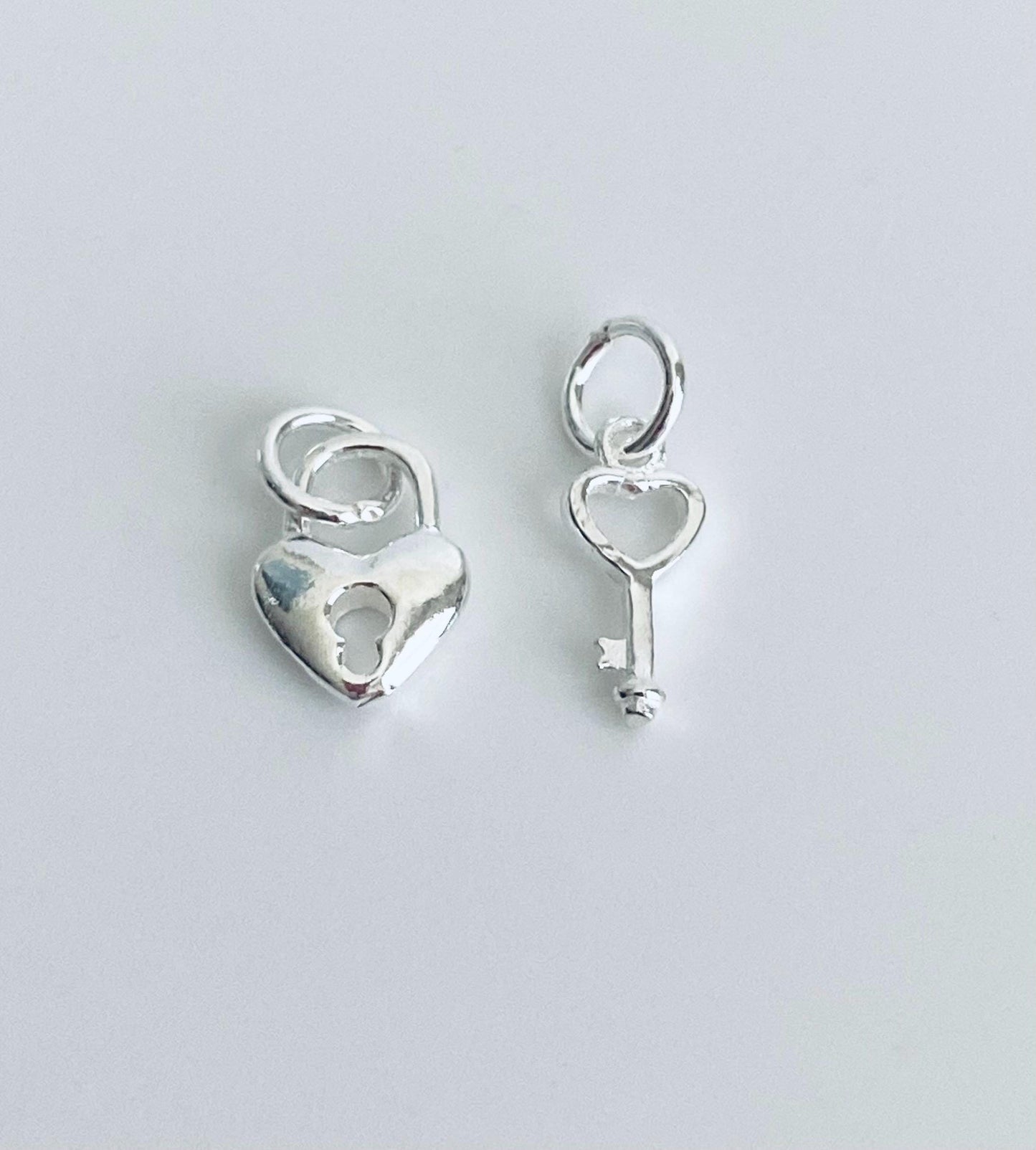 925 Sterling Silver Key & Lock Charm (2 pcs set)