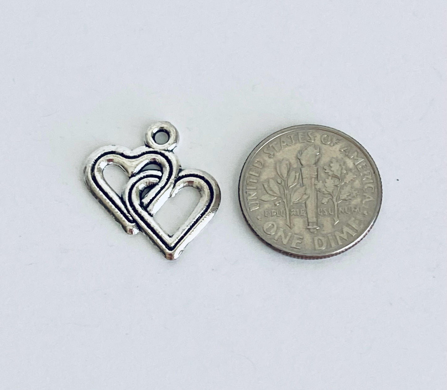 Base Metal Interlocking Heart Charm