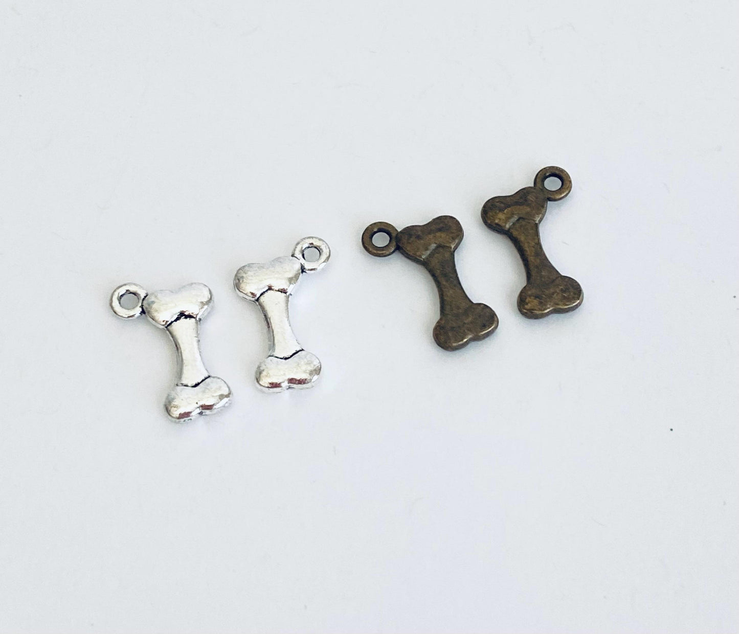 Tiny Dog Bone Charm (Silver or Dark Bronze)