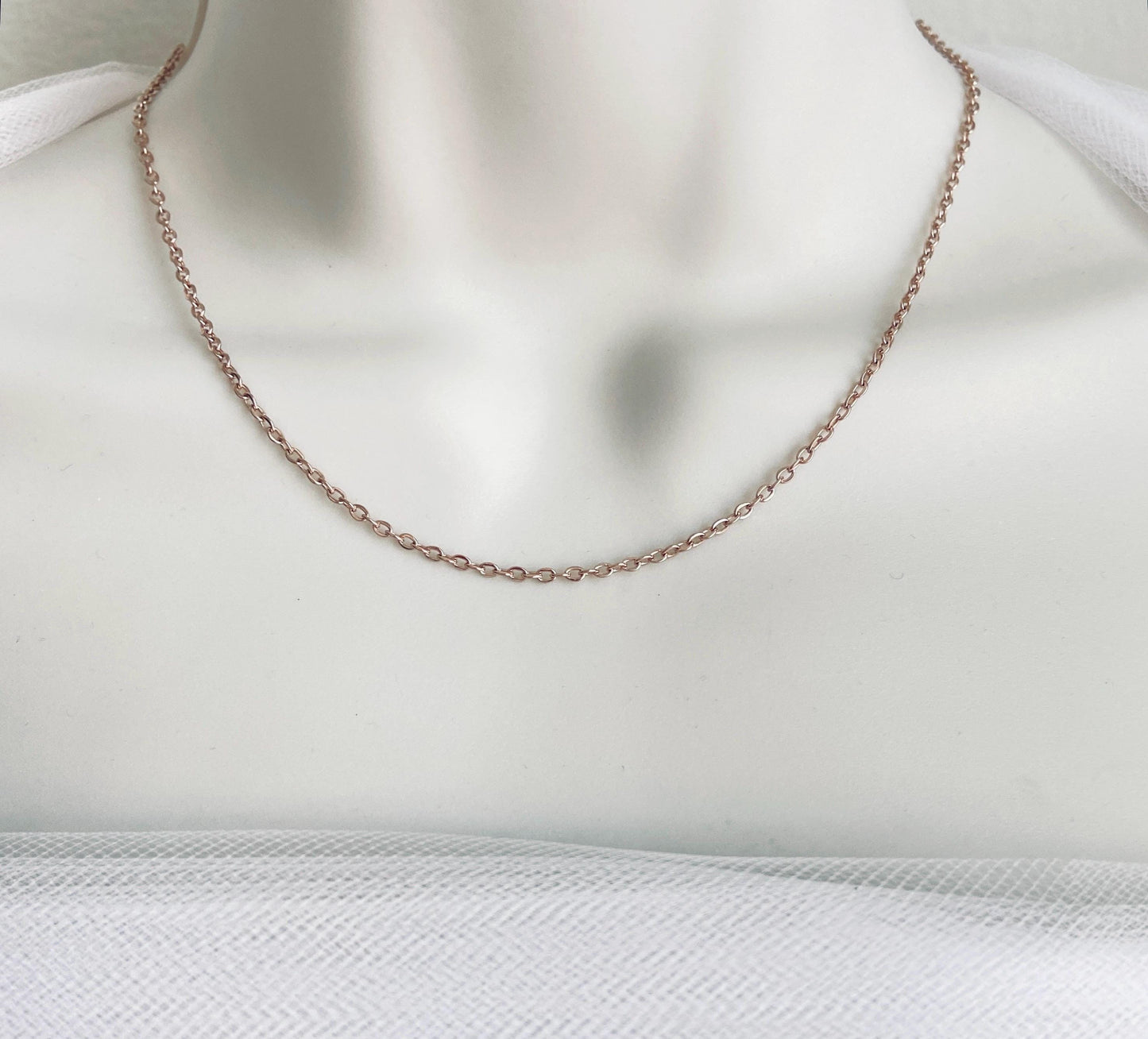 Dainty Rose Gold Stainless Steel Flat Cable Chain Necklace