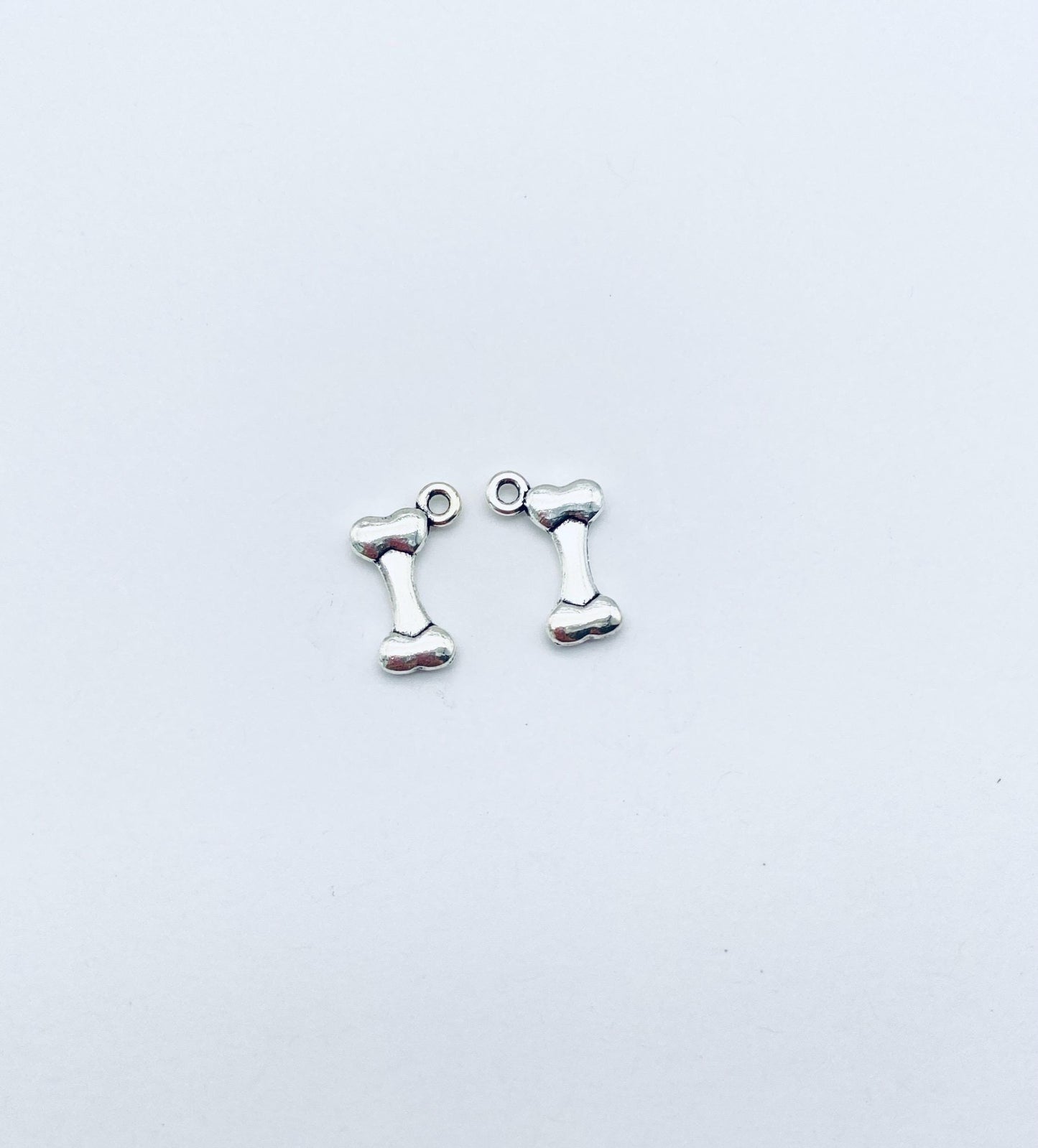 Tiny Dog Bone Charm (Silver or Dark Bronze)
