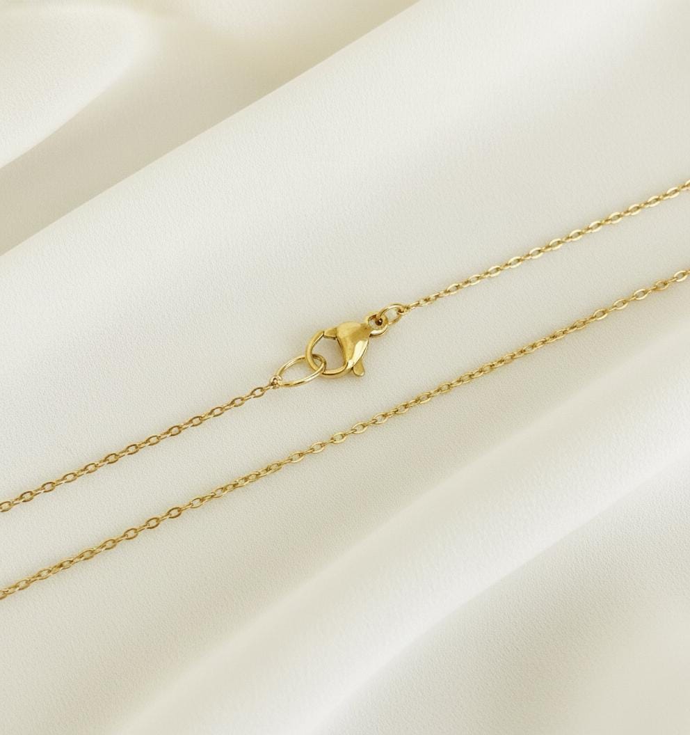 Thin Stainless Steel Flat Cable Chain Necklace