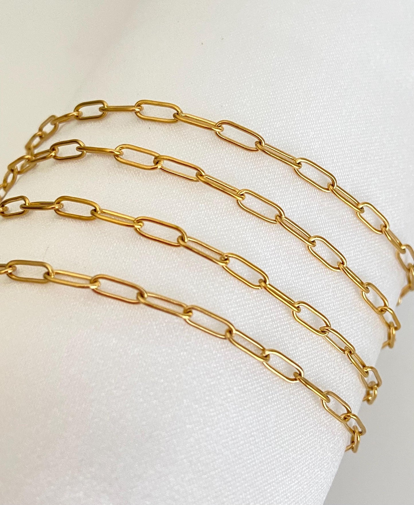 18K Gold Over Stainless Steel Flat Small Paperclip Chain (2.5x6mm)