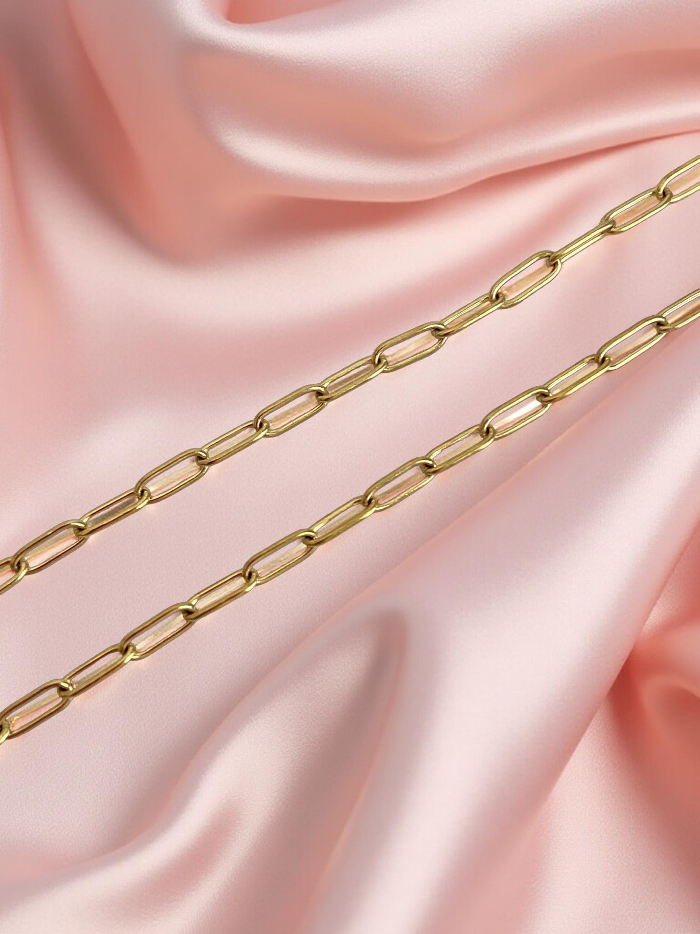 18K Gold Over Stainless Steel Flat Small Paperclip Chain (2.5x6mm)