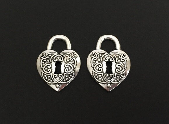 LARGE Heart Lock or Key Charm