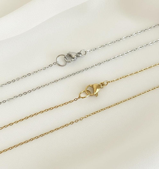 Thin Stainless Steel Flat Cable Chain Necklace