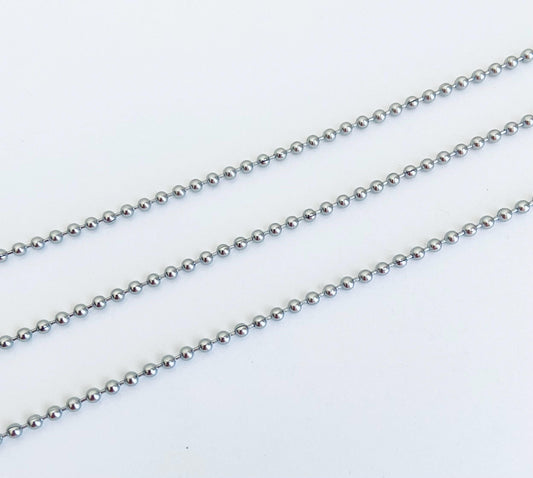2.4mm Stainless Steel Ball Chain • Durable Beaded Necklace & Bracelet Chain for Jewelry Making & DIY Crafts