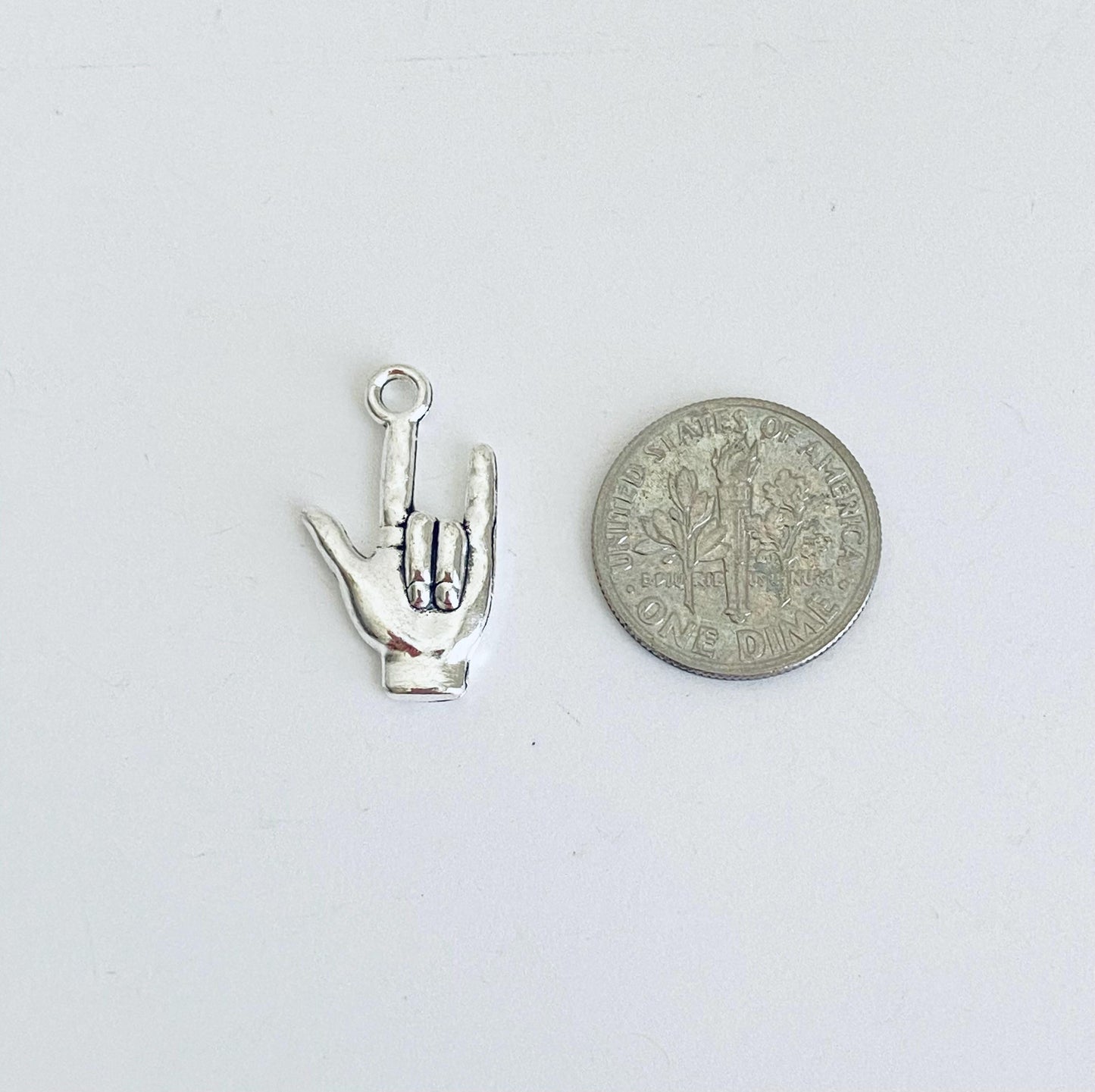 Base Metal I Love You Hand Sign Charm