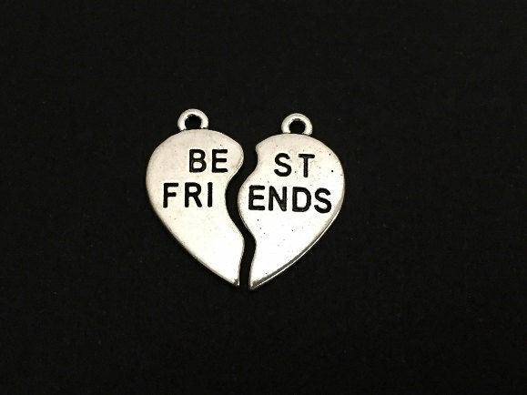Base Metal 2-Piece Best Friend Broken Heart Charm Set