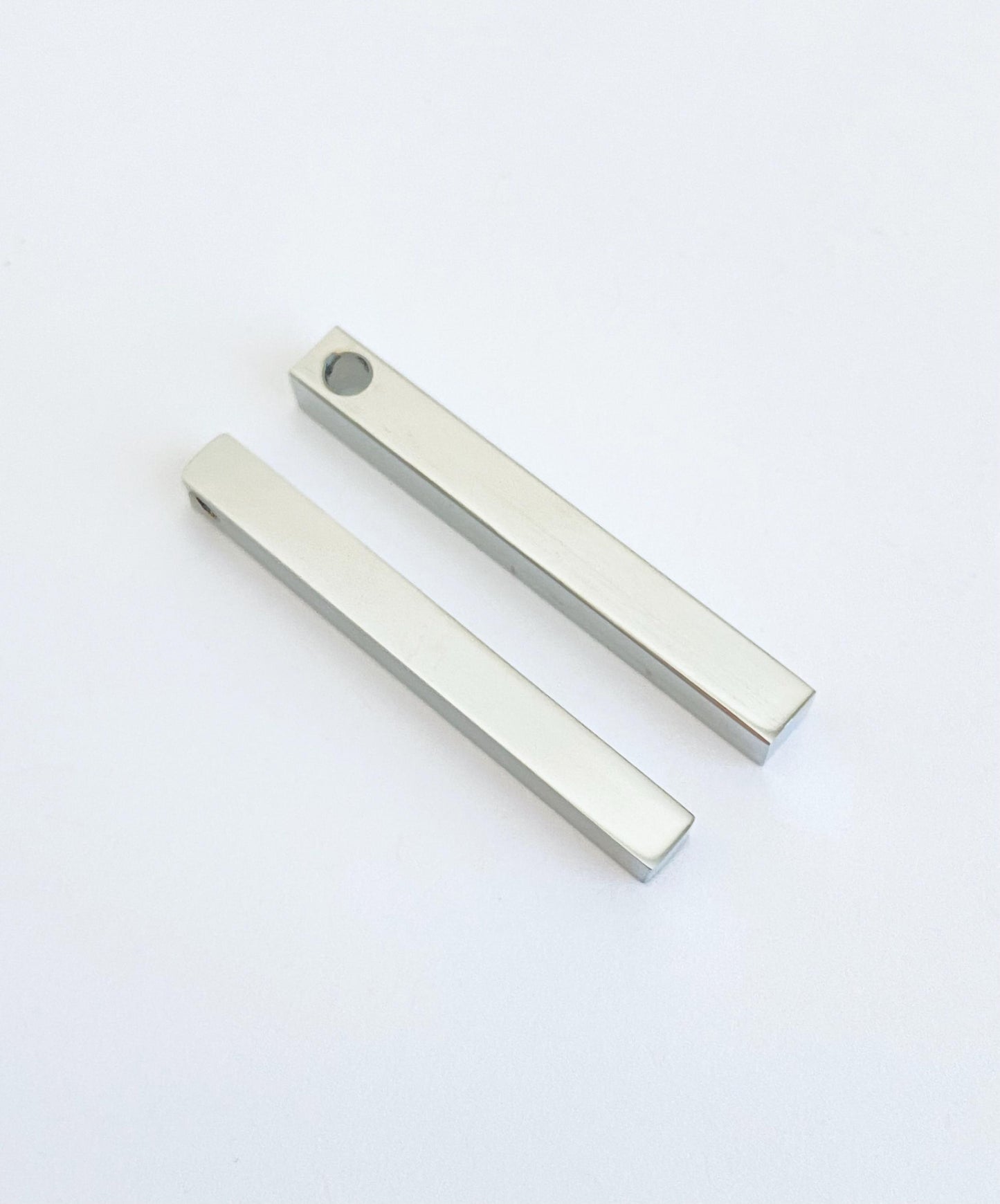 Engravable Stainless Steel Long Cube Blank (5mm x 40mm)