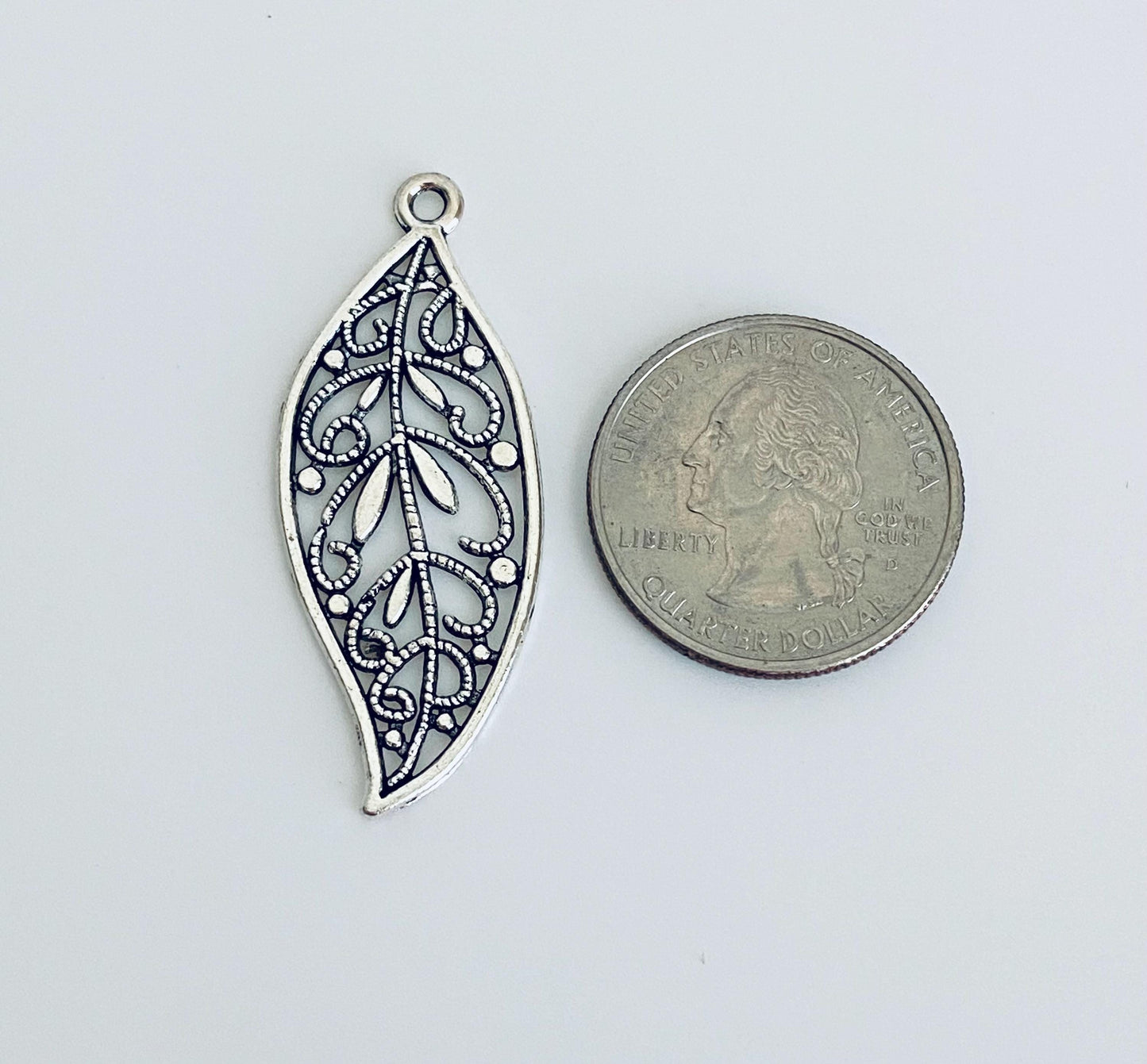 Large Filigree Leaf Charm