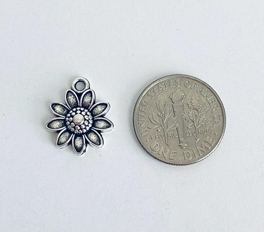 Base Metal Small Sunflower Charm