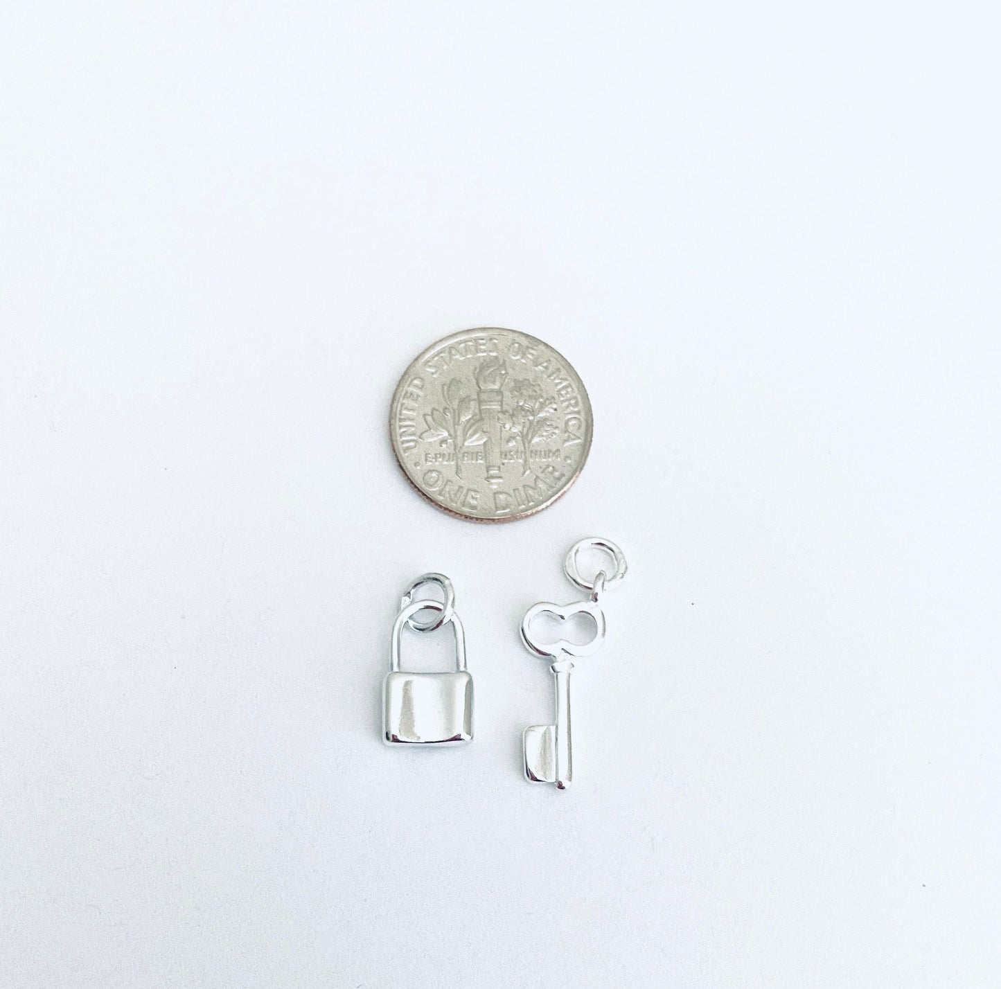 Sterling Silver Key and Lock Charm Set