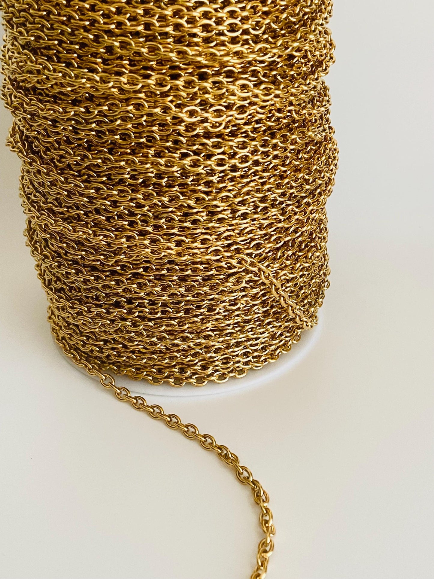 18K Gold Over Stainless Steel Oval Chain (4.5x6mm)