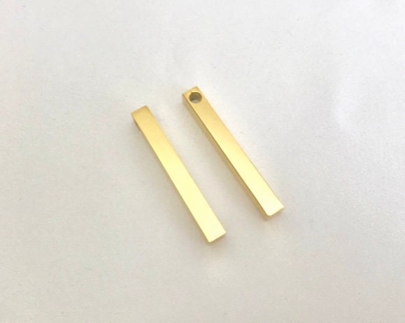 4-Sided Gold Stainless Steel Long Blank (5mm x 40mm)