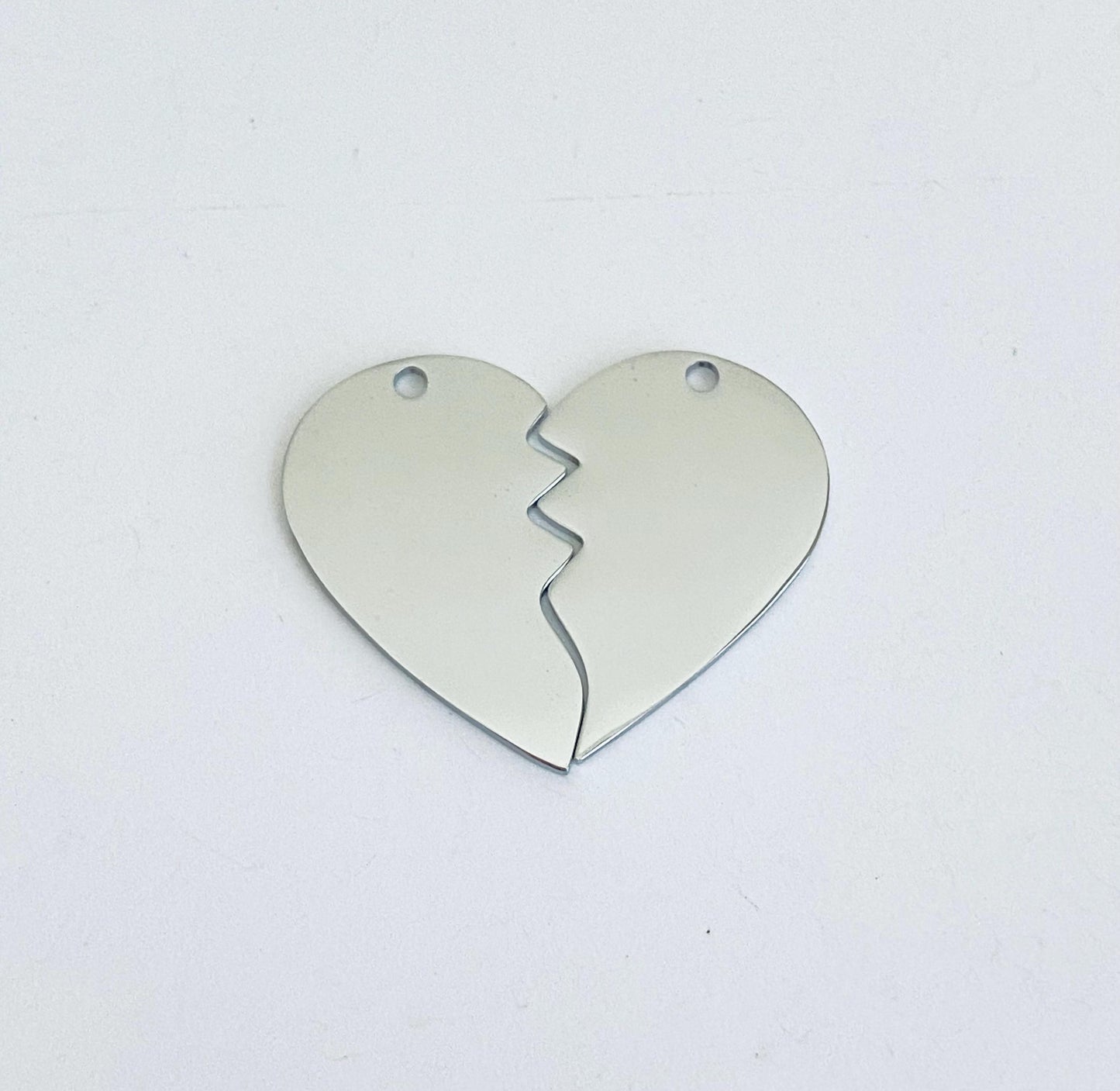 Engravable Stainless Steel Broken Heart Blank (32mm x 26mm)