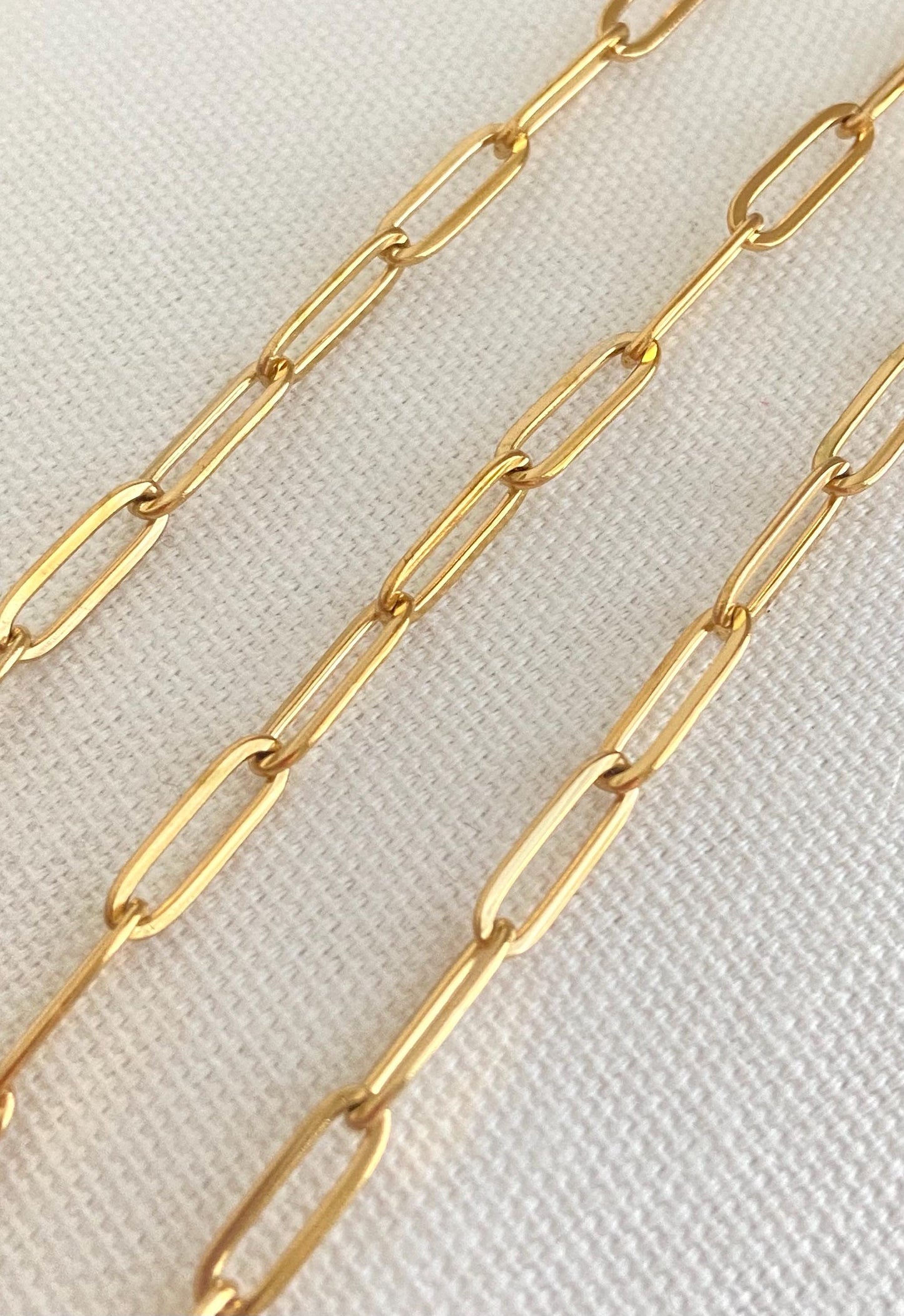 18K Gold Over Stainless Steel Flat Paperclip Chain (4x12mm)