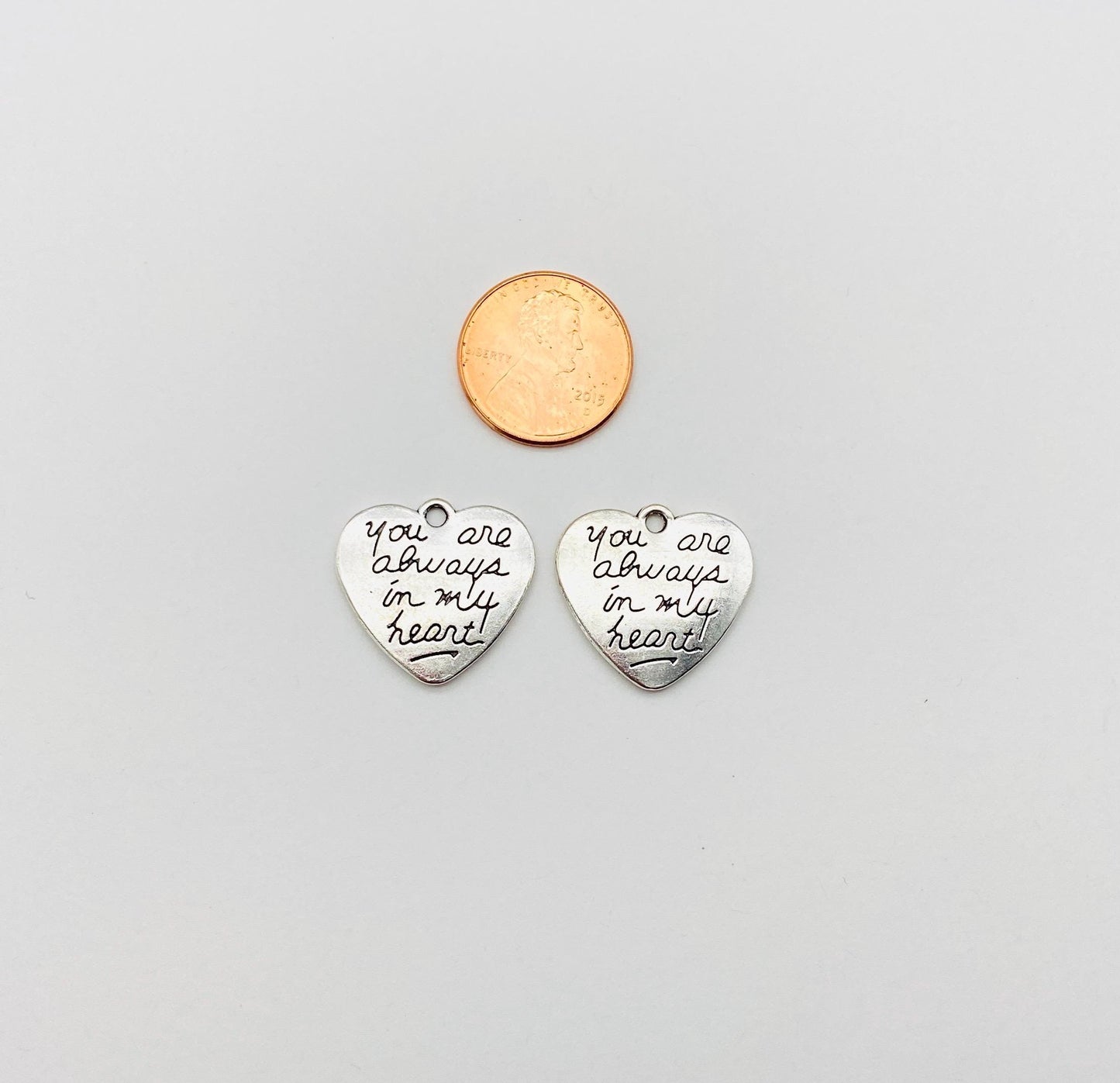 Base Metal You are always in my heart Charm