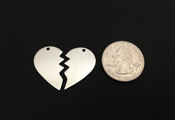 Engravable Stainless Steel Broken Heart Blank (32mm x 26mm)