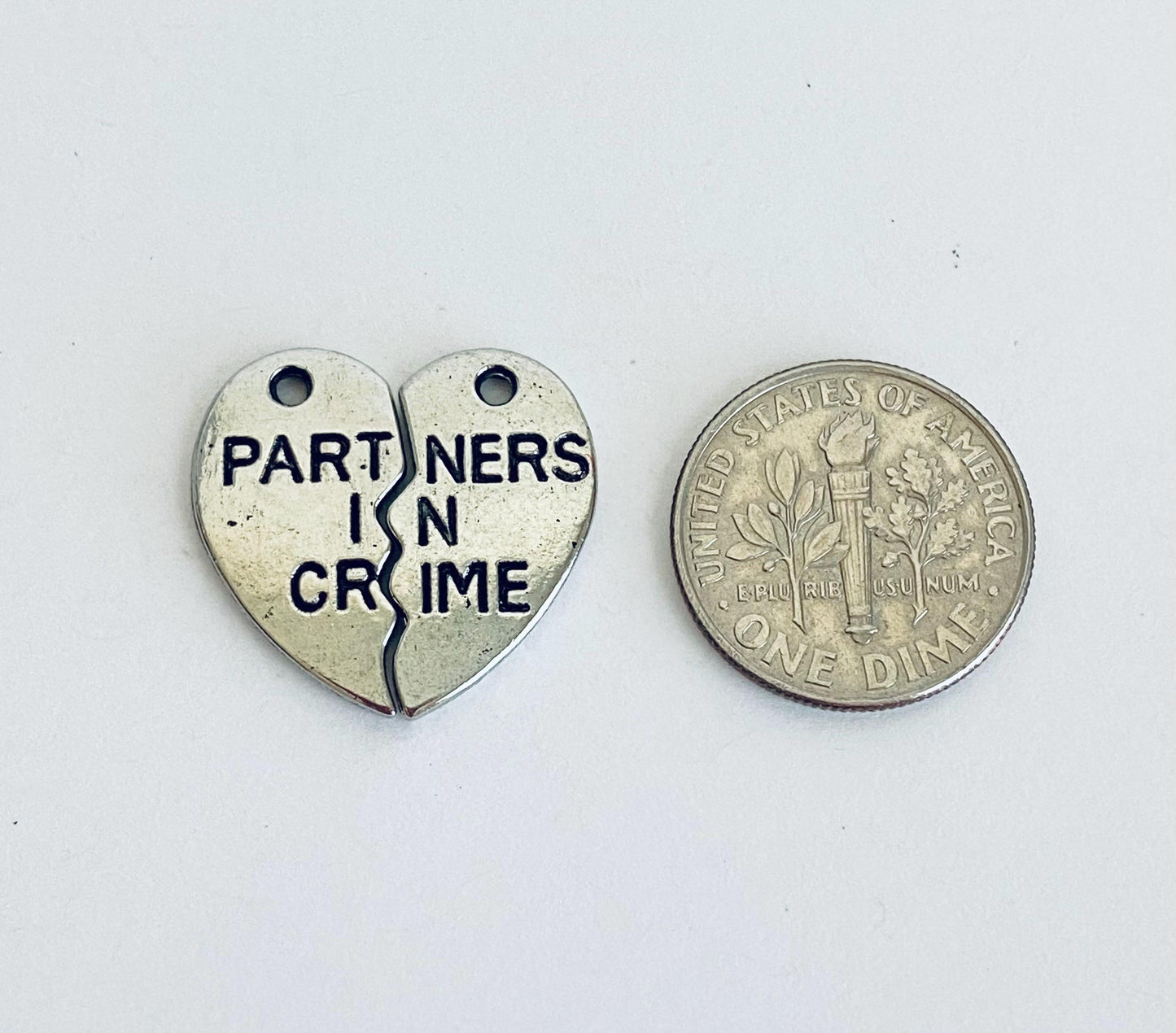 Partners in Crime Heart Charm (2 pieces)