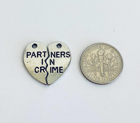Partners in Crime Heart Charm (2 pieces)