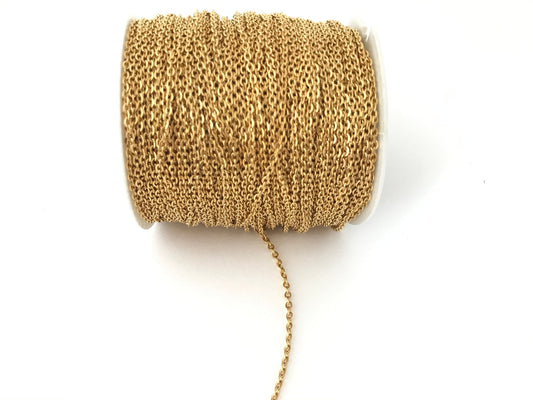 2.5mm Gold Over Stainless Steel Flat Cable Chain