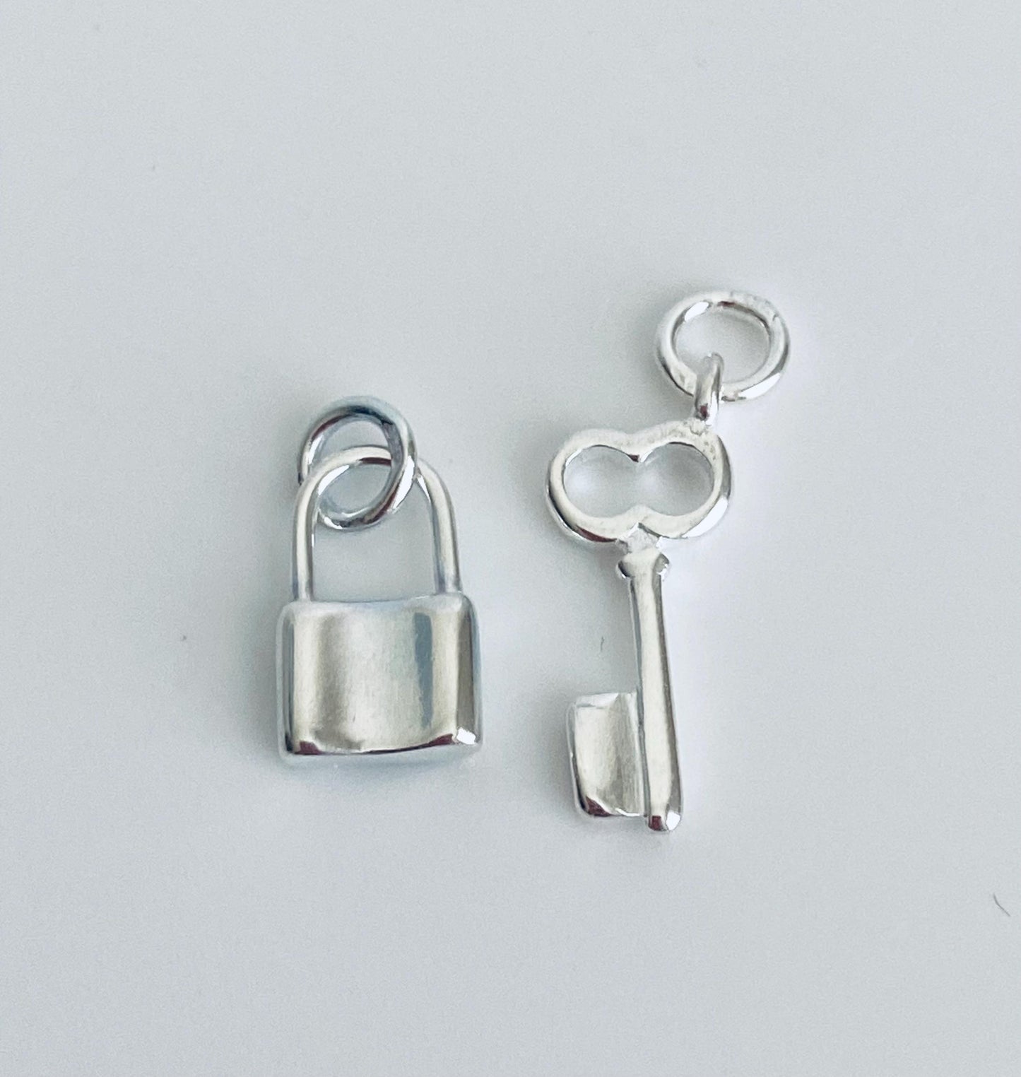Sterling Silver Key and Lock Charm Set