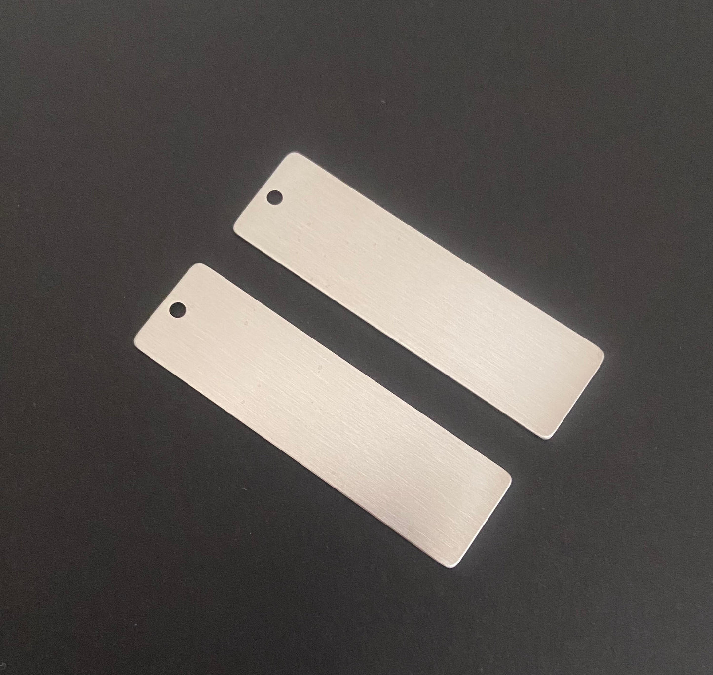 Stainless Steel Long Bar Blank Tag with Matte Finish • Engravable Rectangle Bar Pendant for Jewelry Making & Personalized Gifts