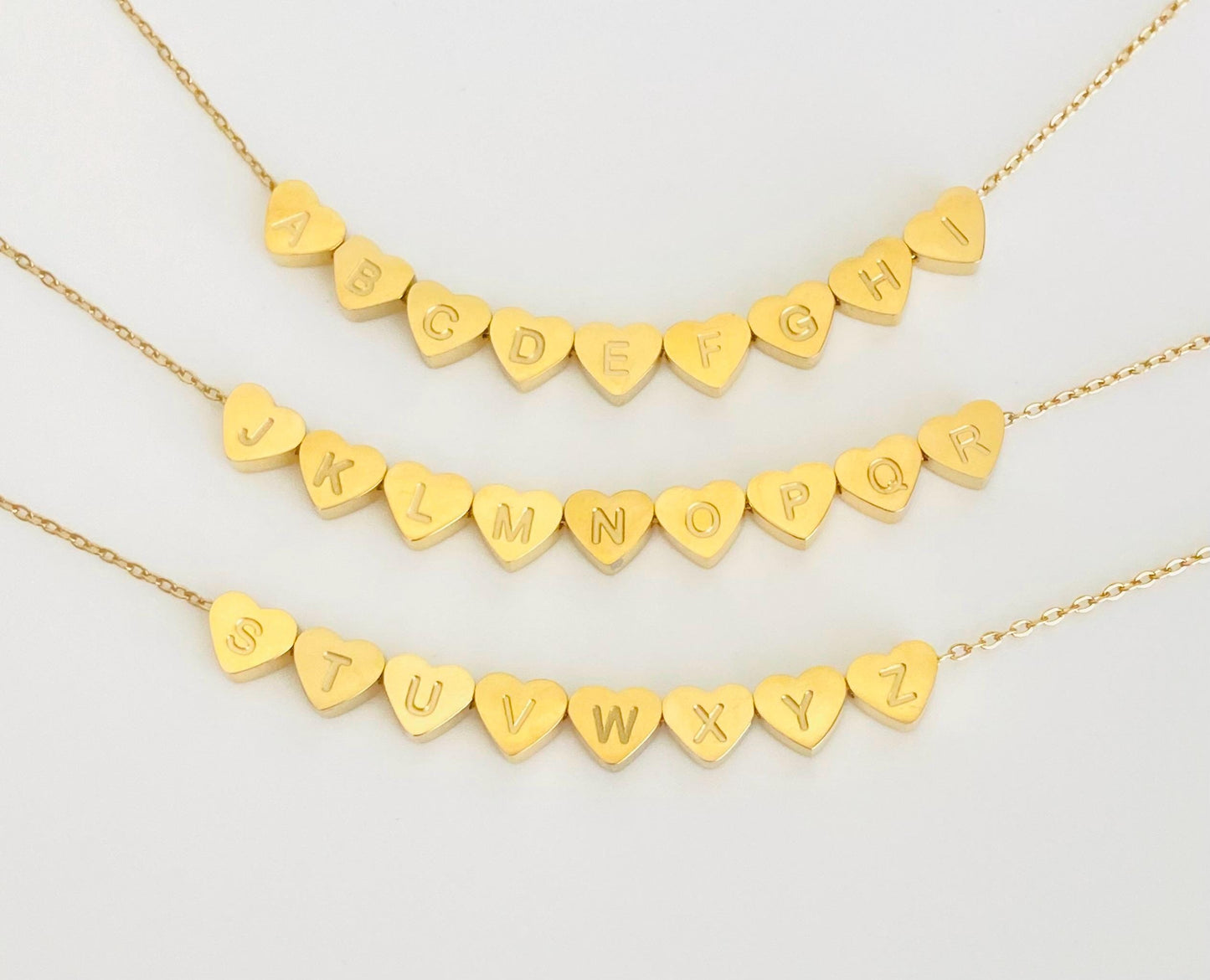 Small Gold over Stainless Steel Letter Heart Charm (6mm )