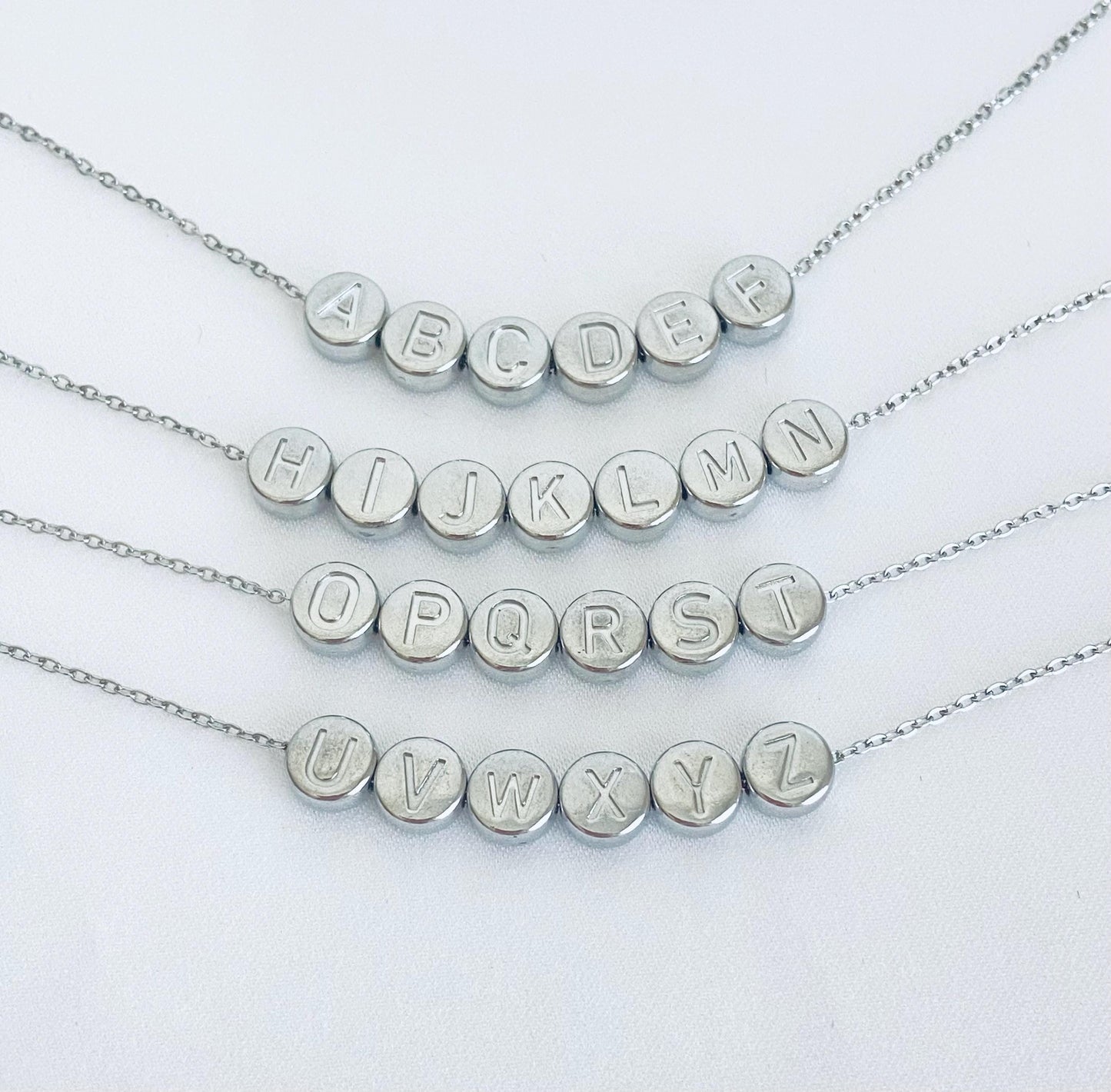 6mm Stainless Steel Round Initial Bead • Alphabet Letter Bead for Jewelry Making, Stainless Steel or Gold Over Stainless Steel