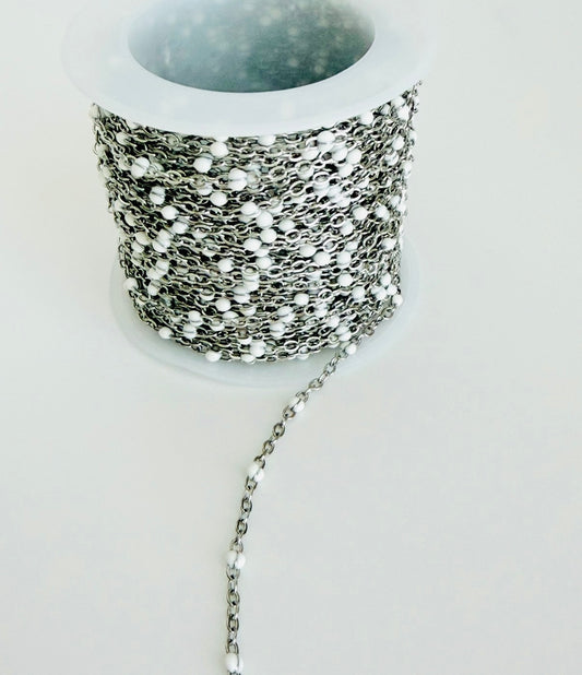 Enamel Cable Chain • Stainless Steel & Gold Over Stainless Steel • Sold by the Foot